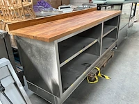 Rvs werkbank met houten bovenblad - afbeelding 2 van  7