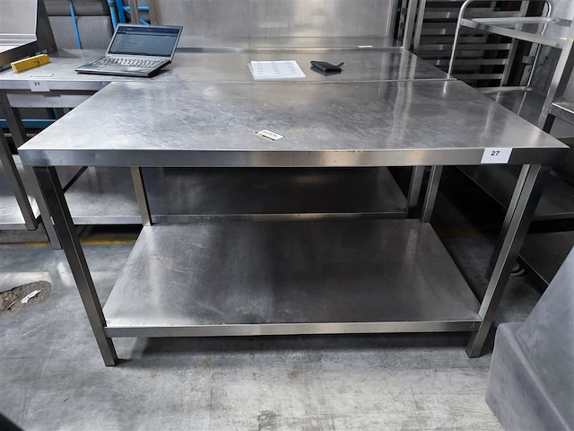 Rvs werktafel, afm. 140x70x84cm - afbeelding 1 van  2