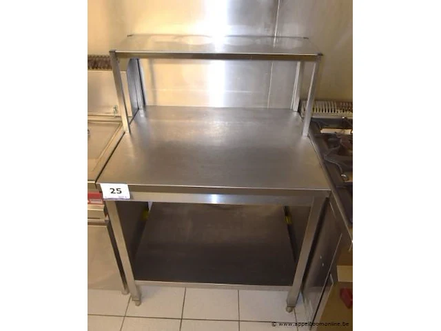 Rvs werktafel, afm plm 90x70cm, vv rvs opbouwelement - afbeelding 1 van  2