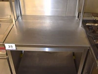 Rvs werktafel, afm plm 90x70cm, vv rvs opbouwelement