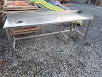 Rvs werktafel met afval opening - afbeelding 1 van  1