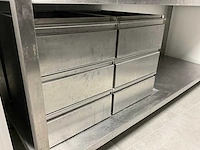 Rvs werktafel met chefrek en 2 ladenblokken - afbeelding 2 van  3