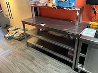 Rvs werktafel met chefrek - afbeelding 1 van  3