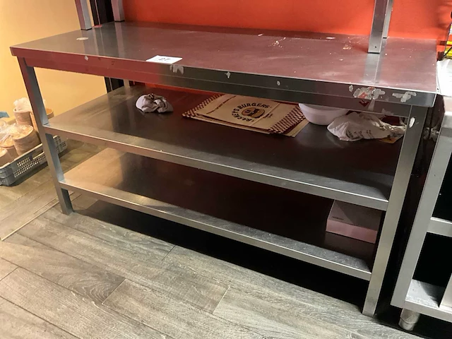 Rvs werktafel met chefrek - afbeelding 2 van  3