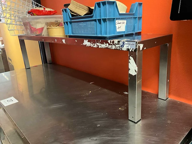 Rvs werktafel met chefrek - afbeelding 3 van  3
