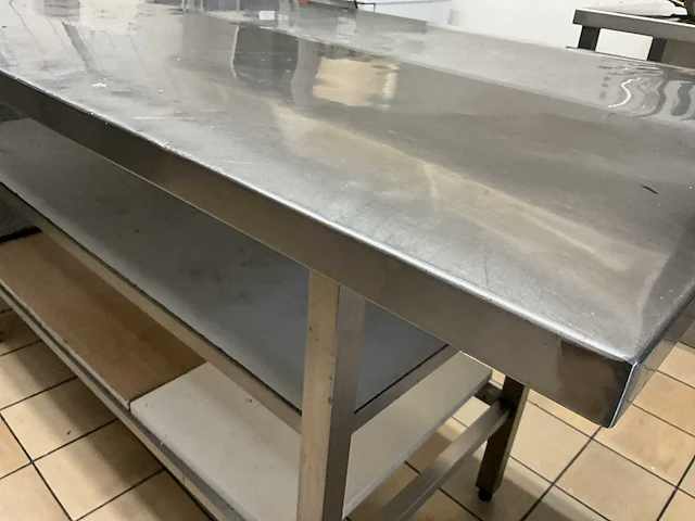 Rvs werktafel met chefrek - afbeelding 3 van  5
