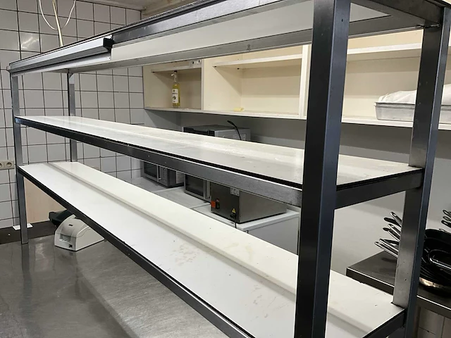 Rvs werktafel met chefrek - afbeelding 4 van  5