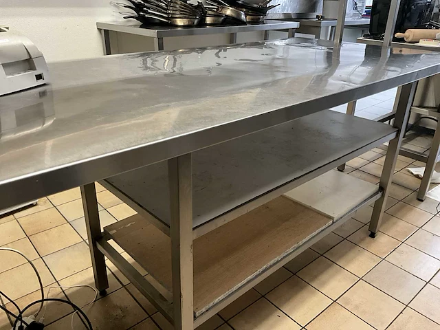 Rvs werktafel met chefrek - afbeelding 5 van  5