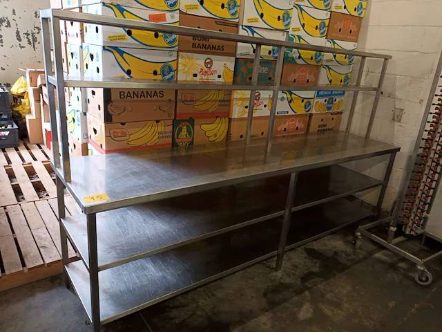 Rvs werktafel met chefrek - afbeelding 1 van  4