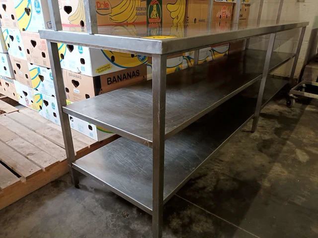 Rvs werktafel met chefrek - afbeelding 3 van  4