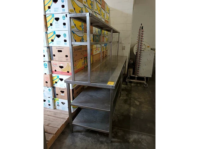 Rvs werktafel met chefrek - afbeelding 4 van  4
