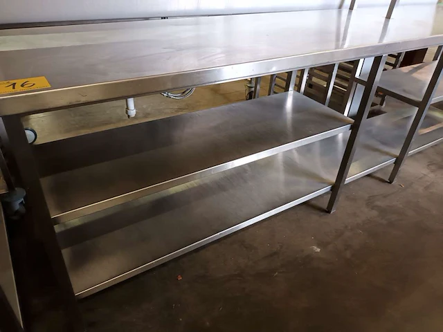 Rvs werktafel met chefrek - afbeelding 3 van  5
