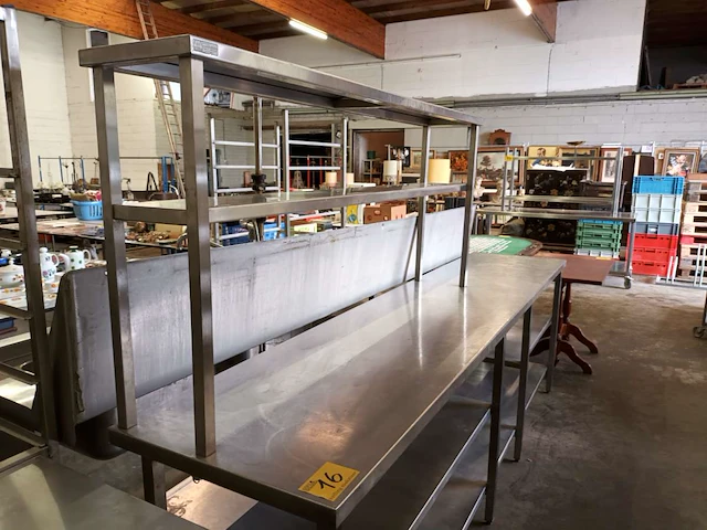 Rvs werktafel met chefrek - afbeelding 4 van  5