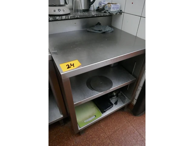 Rvs werktafel met dubbele bodemschap + wandschap - afbeelding 1 van  4