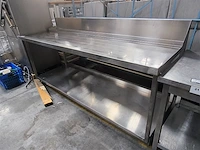 Rvs werktafel met opzet, afm. 230x76x90cm, geschikt voor kavel 26 - afbeelding 1 van  3