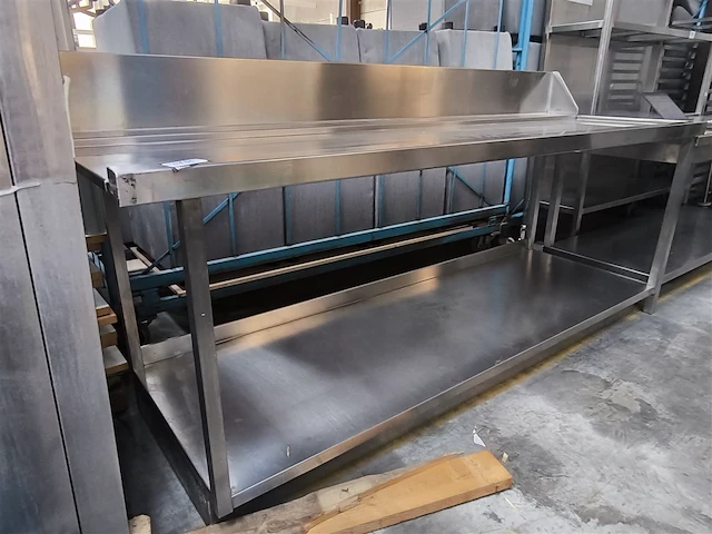 Rvs werktafel met opzet, afm. 230x76x90cm, geschikt voor kavel 26 - afbeelding 3 van  3