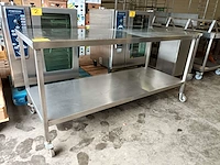 Rvs werktafel op wielen met onderblad - afbeelding 2 van  4
