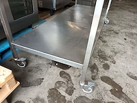 Rvs werktafel op wielen met onderblad - afbeelding 3 van  4