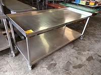Rvs werktafel op wielen met onderblad - afbeelding 2 van  4