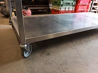Rvs werktafel op wielen met onderblad - afbeelding 3 van  6