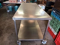 Rvs werktafel op wielen met onderblad - afbeelding 5 van  6