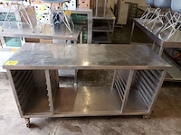 Rvs werktafel op wielen - afbeelding 1 van  4