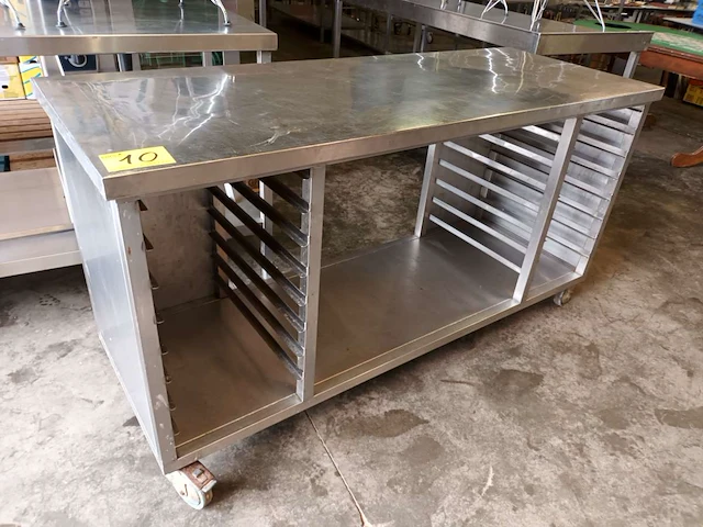 Rvs werktafel op wielen - afbeelding 2 van  4
