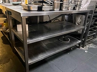 Rvs werktafel van plm. 140 x 70 x 89 cm hoog - afbeelding 3 van  6