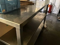 Rvs werktafel van plm. 140 x 70 x 90 cm hoog met opstand - afbeelding 7 van  7