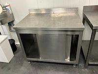 Rvs werktafel voorzien van 2 schuifdeuren - afbeelding 1 van  4
