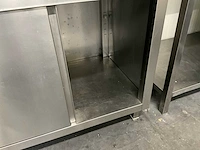 Rvs werktafel voorzien van 2 schuifdeuren - afbeelding 3 van  4