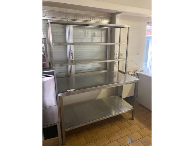 Rvs werktafel voorzien van opstand met 3 leggers - afbeelding 3 van  3