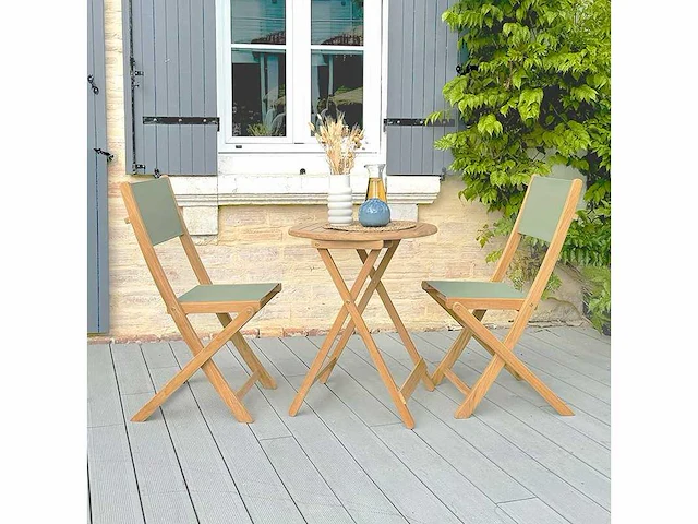 Safari tuintafel en 2 stoelen set in fsc teakhout - afbeelding 1 van  7