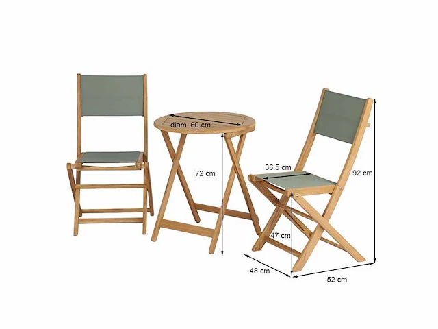 Safari tuintafel en 2 stoelen set in fsc teakhout - afbeelding 3 van  7