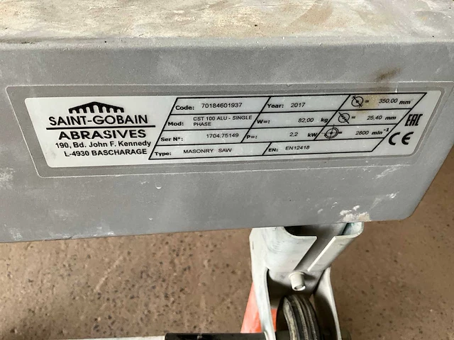 Saint-gobain abrasives cst 100 alu – single phase steen-/tegelzaagmachine - afbeelding 5 van  8