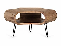 Salontafel - acaciahout en metaal 95cm - afbeelding 3 van  10