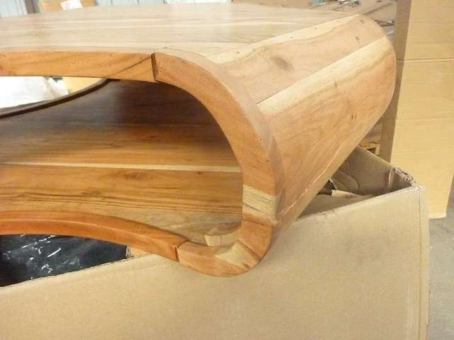 Salontafel - acaciahout en metaal 95cm - afbeelding 6 van  10