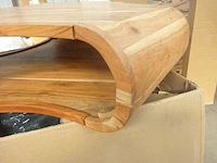 Salontafel - acaciahout en metaal 95cm - afbeelding 6 van  10