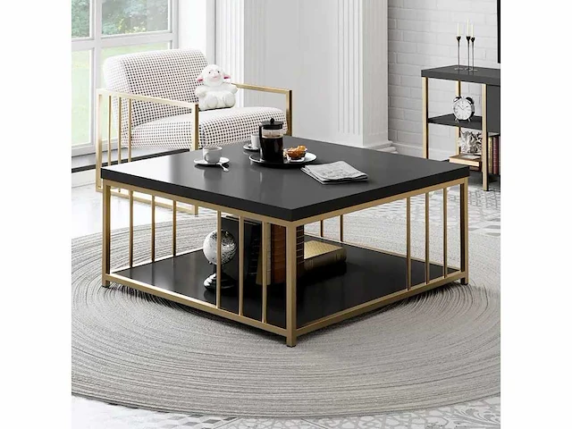 Salontafel - antraciet en goud - afbeelding 1 van  5