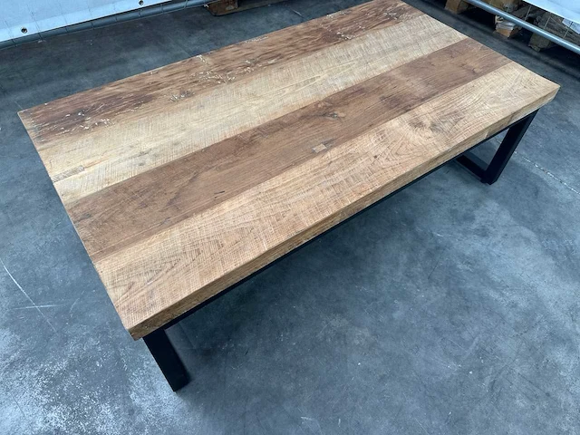 Salontafel - teakhout - zwart metalen onderstel - afbeelding 2 van  5
