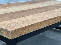 Salontafel - teakhout - zwart metalen onderstel - afbeelding 4 van  5