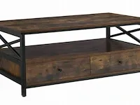 Salontafel- bijzettafel - metaal/spaanplaat - bruin/zwart - 100x55x47