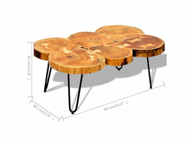 Salontafel 35 cm 6 houten boomstammen - afbeelding 5 van  6