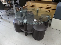 Salontafel en 4 poefs wit - afbeelding 1 van  7