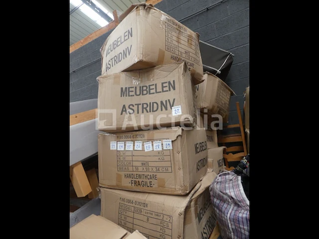 Salontafel en 4 poefs wit - afbeelding 7 van  7