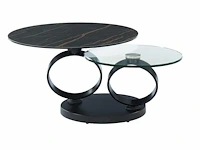 Salontafel met draaibare bladen van keramiek, gehard glas en metaal - zwart marmereffect - maison céphy - afbeelding 6 van  8