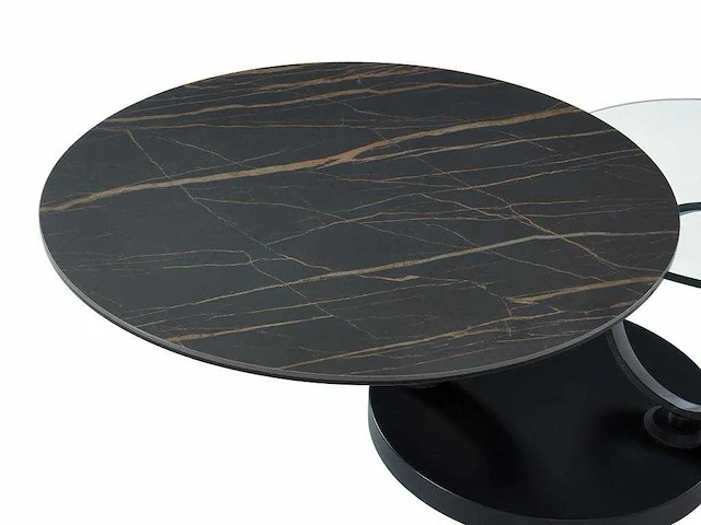 Salontafel met draaibare bladen van keramiek, gehard glas en metaal - zwart marmereffect - maison céphy - afbeelding 8 van  8