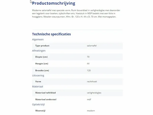 Salontafel met glazen bovenblad - afbeelding 3 van  3