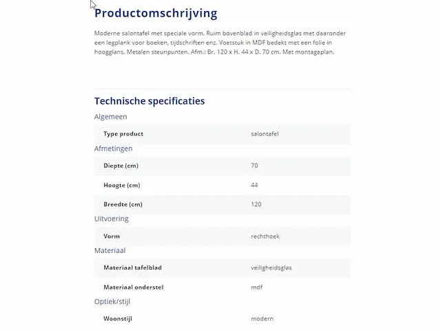 Salontafel met glazen bovenblad - afbeelding 3 van  3