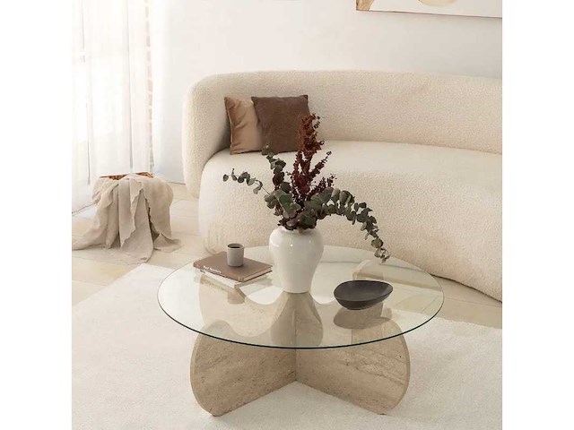 Salontafel met travertin blad - afbeelding 2 van  9